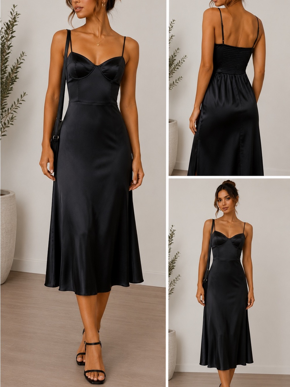 Wilfred Black Slip Midi Dress